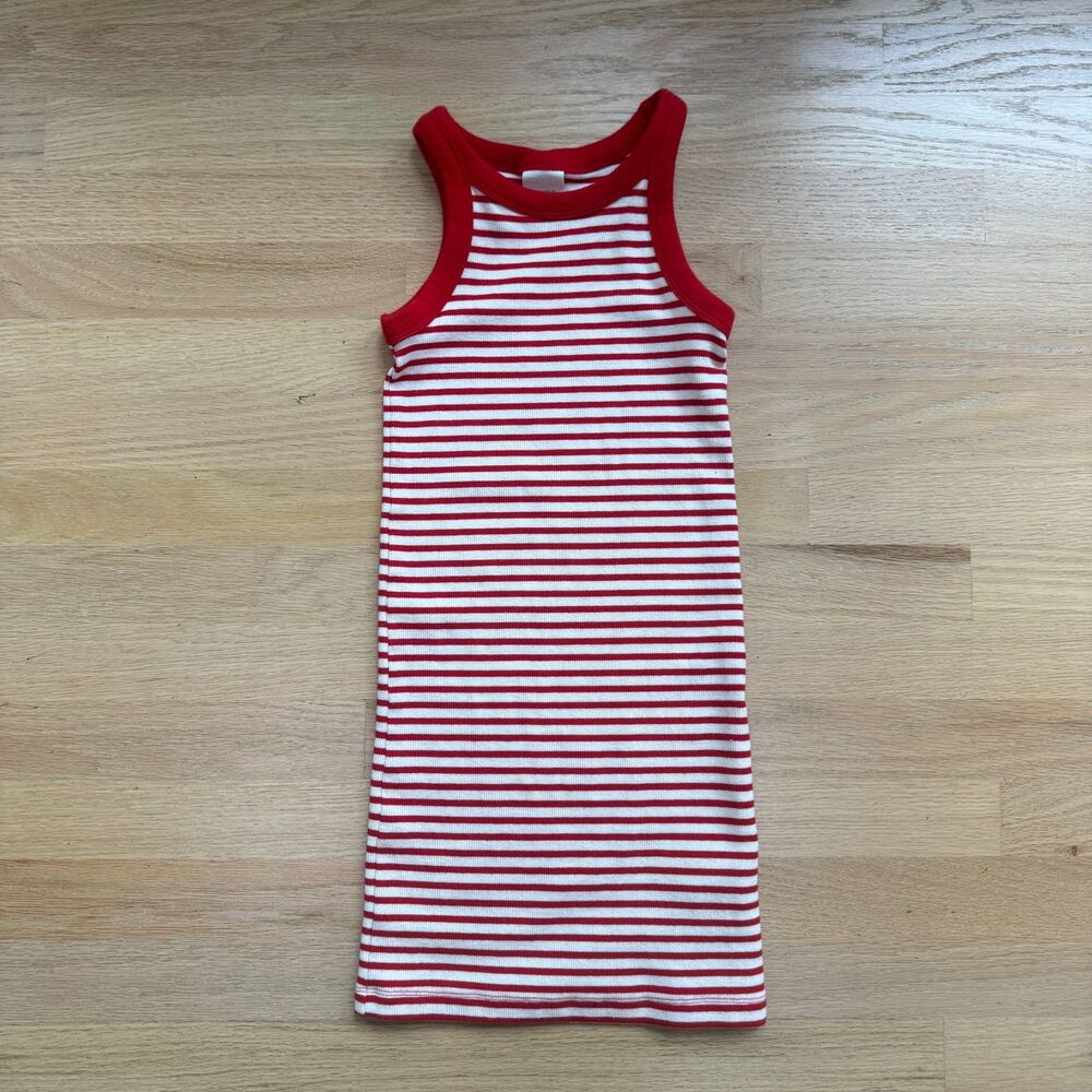 Zara Girls 8–9 Red White Striped Ribbed Tank Dress Christmas Holiday